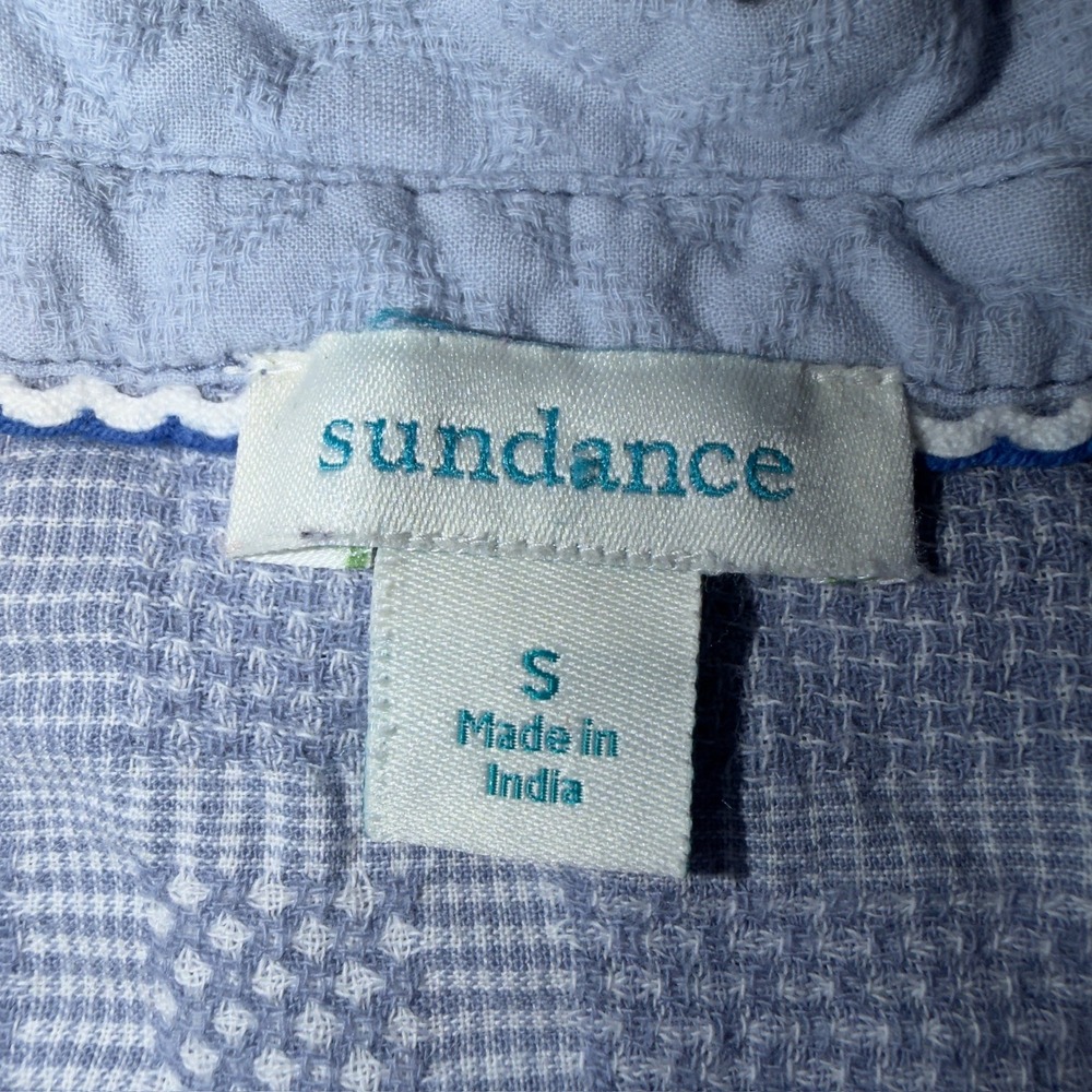 Sundance Womens Blue Patchwork Cotton Button Down Shirt Long Sleeve Small Boho - Picture 2 of 9